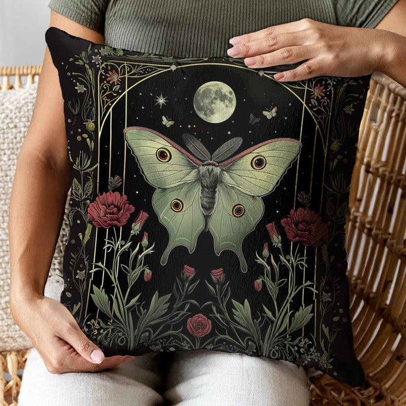 RBAFAO Vintage Floral Throw Pillow Covers, Vintage Flower Pattern Double Sided Cushion Cover, Indoor and Outdoor Home Art Decor Pillowcase for Sofa or Bedroom Decor 18x18inches (Green Butterfly, 18x18inches) - Image 5